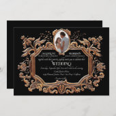 アールヌーボーエレガントモノクロ写結婚真 招待状 (正面/裏面)