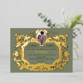 アールヌーボーエレガントロココ写真サー結婚ジ 箔招待状 (立ち正面)