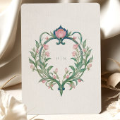 アールヌーボーエレガント牡丹結婚式招待状 招待状