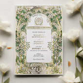 アールヌーボーエレガント結婚式招待状ゴールドフォイル 箔招待状