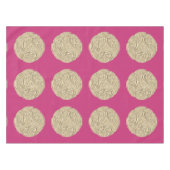 アールヌーボーエレガント金ゴールド暗い赤紫色ピンクメダリオン テーブルクロス (正面(横))