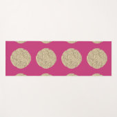アールヌーボーエレガント金ゴールド暗い赤紫色ピンクメダリオン ヨガマット (正面(横))