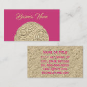 アールヌーボーエレガント金ゴールド暗い赤紫色ピンクメダリオン 名刺 (正面/裏面)