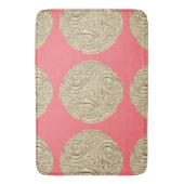 アールヌーボーエレガント金ゴールド桃ラウンドメダリオン バスマット (正面縦)