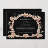 アールヌーボーエレガント金ゴールド白黒詳細 エンクロージャーカード (正面/裏面)