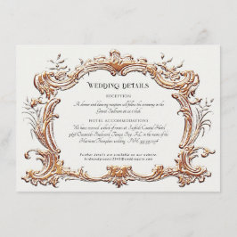 アールヌーボーエレガント金ゴールドnアイボリー結婚詳細 エンクロージャーカード