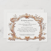 アールヌーボーエレガント金ゴールドnアイボリー結婚詳細 エンクロージャーカード (正面/裏面)