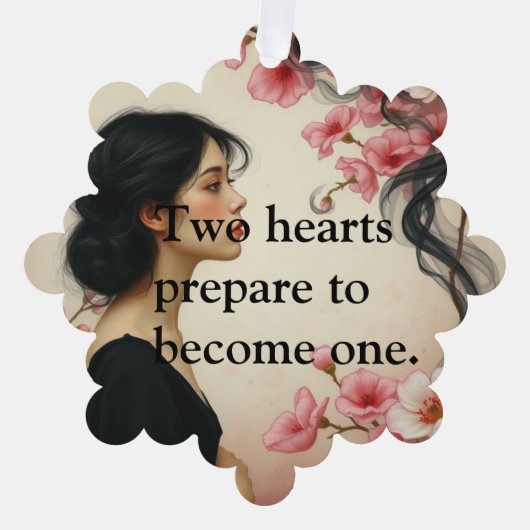 アールヌーボーエーテル結婚式招待状ウィズフローラ オーナメントカード (正面)