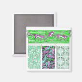 アールヌーボーオウム猿ジャングル熱帯デザイン マグネット (正面/裏面)