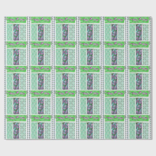 アールヌーボーオウム猿ジャングル熱帯デザイン ラッピングペーパー (フラット)