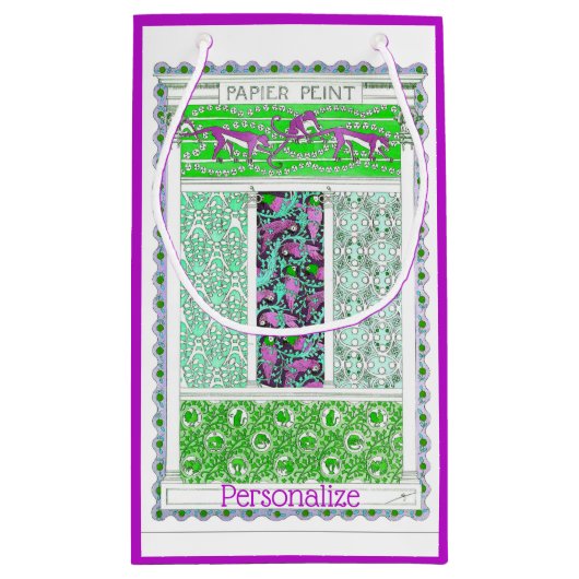 アールヌーボーオウム猿ジャングル熱帯ヴィンテージ スモールペーパーバッグ (裏面)