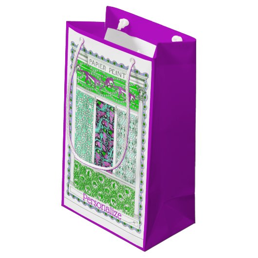 アールヌーボーオウム猿ジャングル熱帯ヴィンテージ スモールペーパーバッグ (裏面アングル)