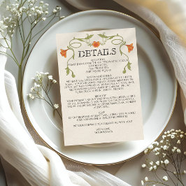 アールヌーボーオレンジフラワーグリーン結婚ズ詳細 エンクロージャーカード