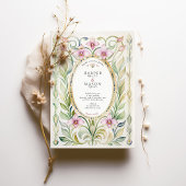 アールヌーボーオーキッド&リーフ金ゴールド結婚ズ 招待状