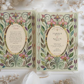 アールヌーボーオーキッド&リーフ金ゴールド結婚ズ 招待状