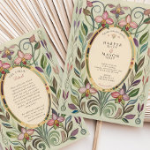 アールヌーボーオーキッド&リーフ金ゴールド結婚ズ 招待状