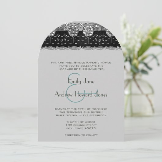 アールヌーボーオーチャードヴィンテージバ結婚ードズ・インベイテート 招待状 (スタンド正面)