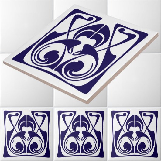 アールヌーボーオーナメントフリーズ タイル