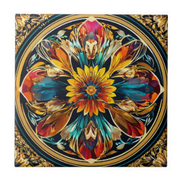 アールヌーボーカラフルフローラ タイル