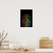 アールヌーボーカラフルミッドナイトピーコックイラストレーション ポスター (キッチン)