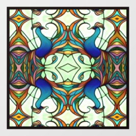 アールヌーボーカラフル孔雀ステンドガフェイクラス ウィンドウサイン