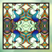 アールヌーボーカラフル孔雀ステンドガフェイクラス ウィンドウサイン (シート3)