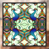 アールヌーボーカラフル孔雀ステンドガフェイクラス ウィンドウサイン (シート2)