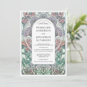 アールヌーボーカラフル結婚式招待状(セット#3) 招待状 (スタンド正面)