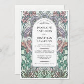 アールヌーボーカラフル結婚式招待状(セット#3) 招待状 (正面/裏面)