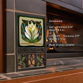 アールヌーボーカラリリシンメトリカルフローラウォールアート タイル