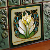 アールヌーボーカラリリシンメトリカルフローラウォールアート タイル