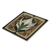 アールヌーボーカラリリシンメトリカルフローラウォールアート タイル (側面)