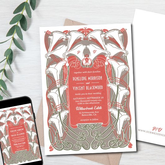 アールヌーボーカラリリーエレガンス招待状 招待状