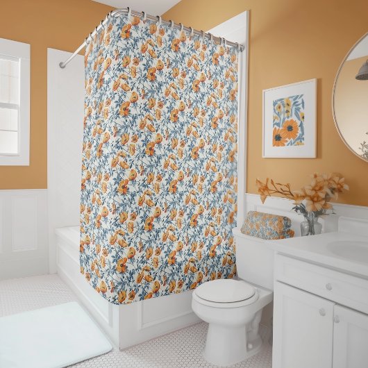 アールヌーボーカリフォルニアポピー シャワーカーテン