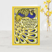 アールヌーボーカード：ピーコックイラストレーション カード (黄色い花)