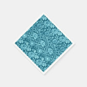 アールヌーボーカーネーションダマスク、インディゴ、スカイブルー スタンダードカクテルナプキン (角)