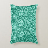 アールヌーボーカーネーションダマスク、ターコイズ&アクア アクセントクッション (正面(垂直))