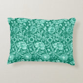 アールヌーボーカーネーションダマスク、ターコイズ&アクア アクセントクッション (裏面)