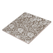 アールヌーボーカーネーションダマスク，トープと白 タイル (側面)