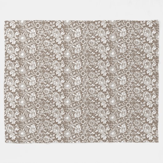 アールヌーボーカーネーションダマスク,トープと白 フリースブランケット (正面(横))