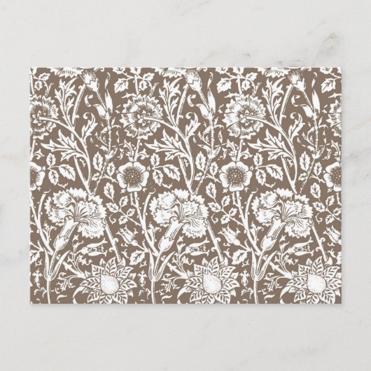 アールヌーボーカーネーションダマスク，トープと白 ポストカード (正面)