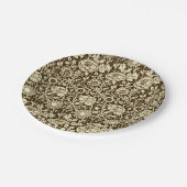 アールヌーボーカーネーションダマスク，ブラウンとクリーム ペーパープレート (アングル)