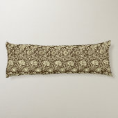 アールヌーボーカーネーションダマスク，ブラウンとクリーム ボディピロー (裏面)