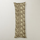 アールヌーボーカーネーションダマスク，ブラウンとクリーム ボディピロー (裏面 (縦))