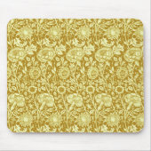 アールヌーボーカーネーションダマスク，マスタードとイエロー マウスパッド (正面)