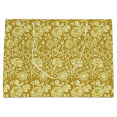 アールヌーボーカーネーションダマスク，マスタードとイエロー ラージペーパーバッグ (正面)
