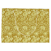 アールヌーボーカーネーションダマスク，マスタードとイエロー ラージペーパーバッグ (裏面)