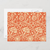 アールヌーボーカーネーションダマスク、マンダリンオレンジ ポストカード (正面/裏面)