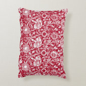 アールヌーボーカーネーション赤と白ダマスク アクセントクッション (裏面(縦))