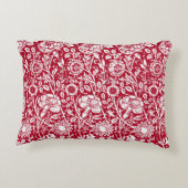 アールヌーボーカーネーション赤と白ダマスク アクセントクッション (裏面)